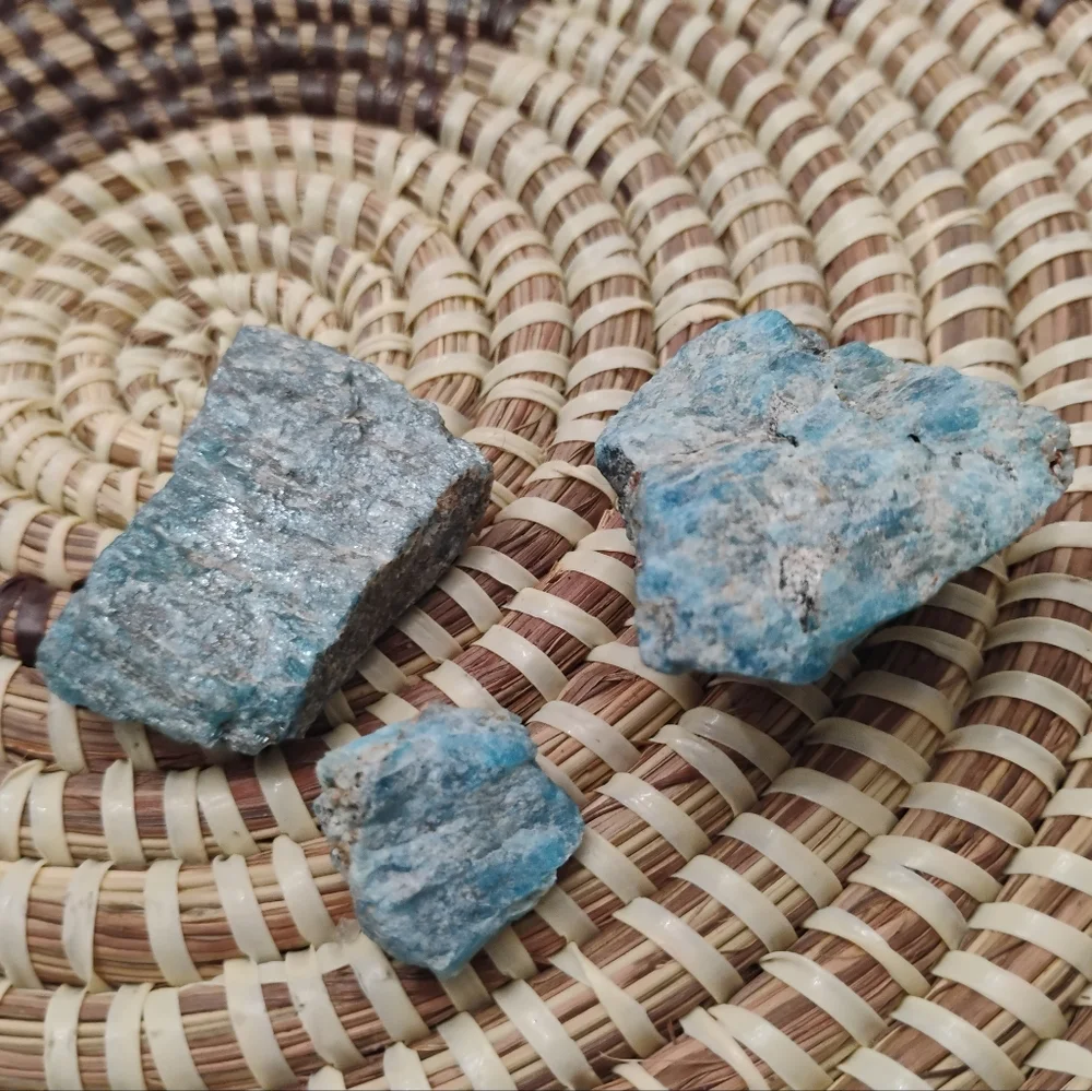 Natural Blue Apatite Stone Trio - Raw NEW